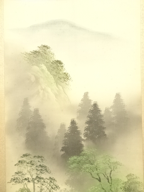 道具 ] - 道具 宏陵筆 青緑山水 肉筆絹本掛軸（共箱） | ネット